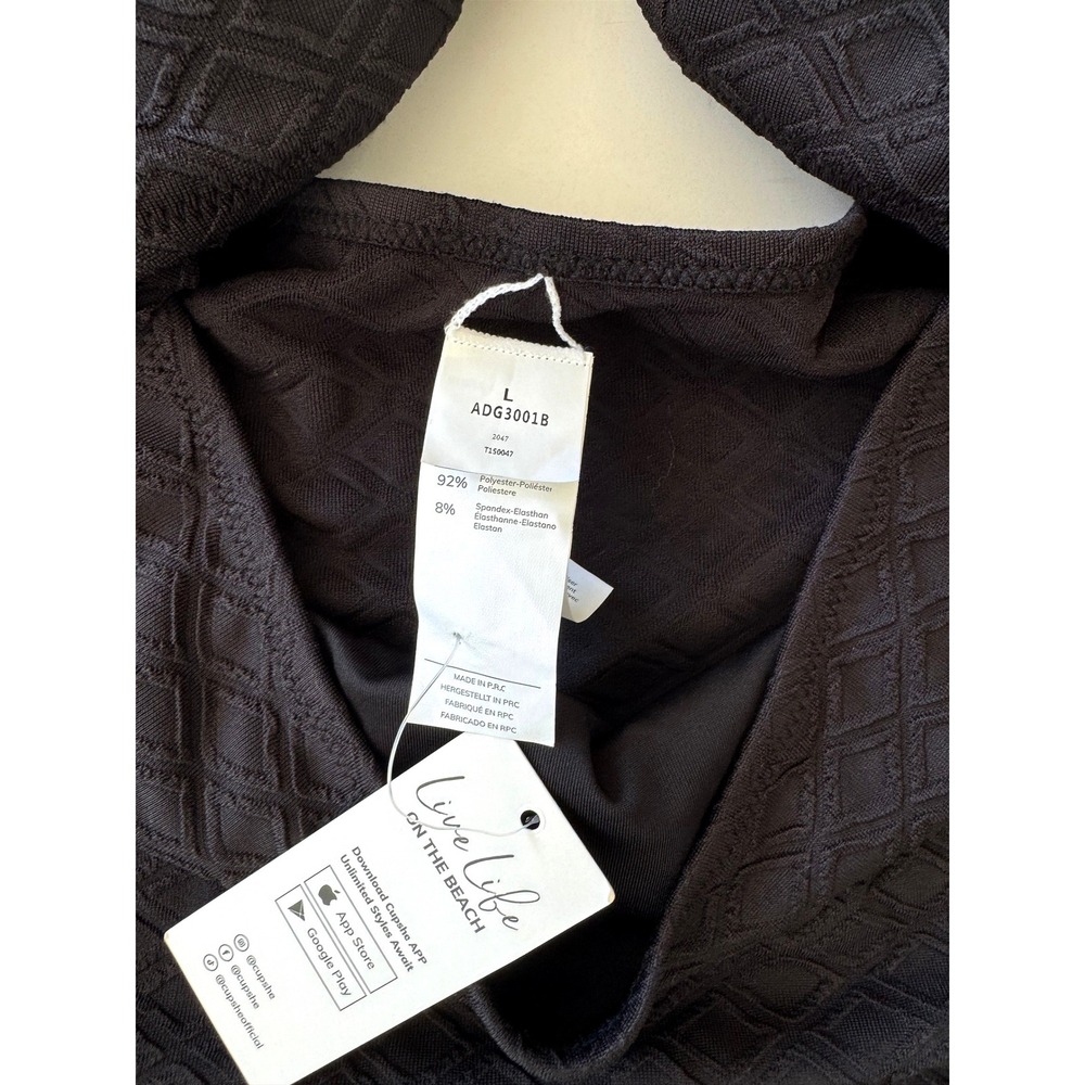 NWT Cupshe One Piece Swimsuit Size Large Black High Waist Ruffles Boho Chic - Picture 5 of 9
